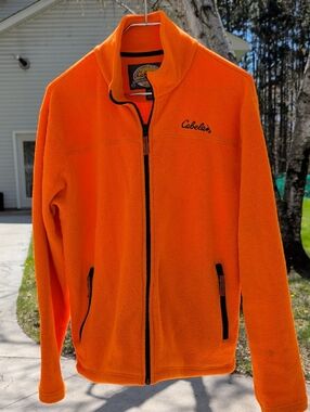 Cabela's Men's Orange Hunting Full-Zip Fleece Jacket Size Medium